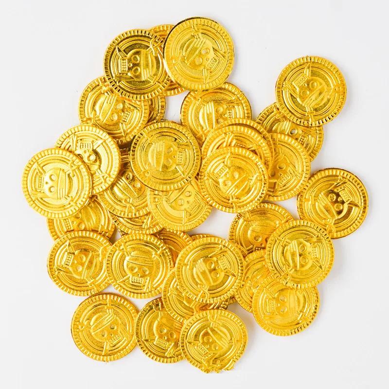 Wholesale Gold Coins Pirate Treasure Game Halloween Kids Play Money Pirate Party Props Children Party Decore  Christmas Decor