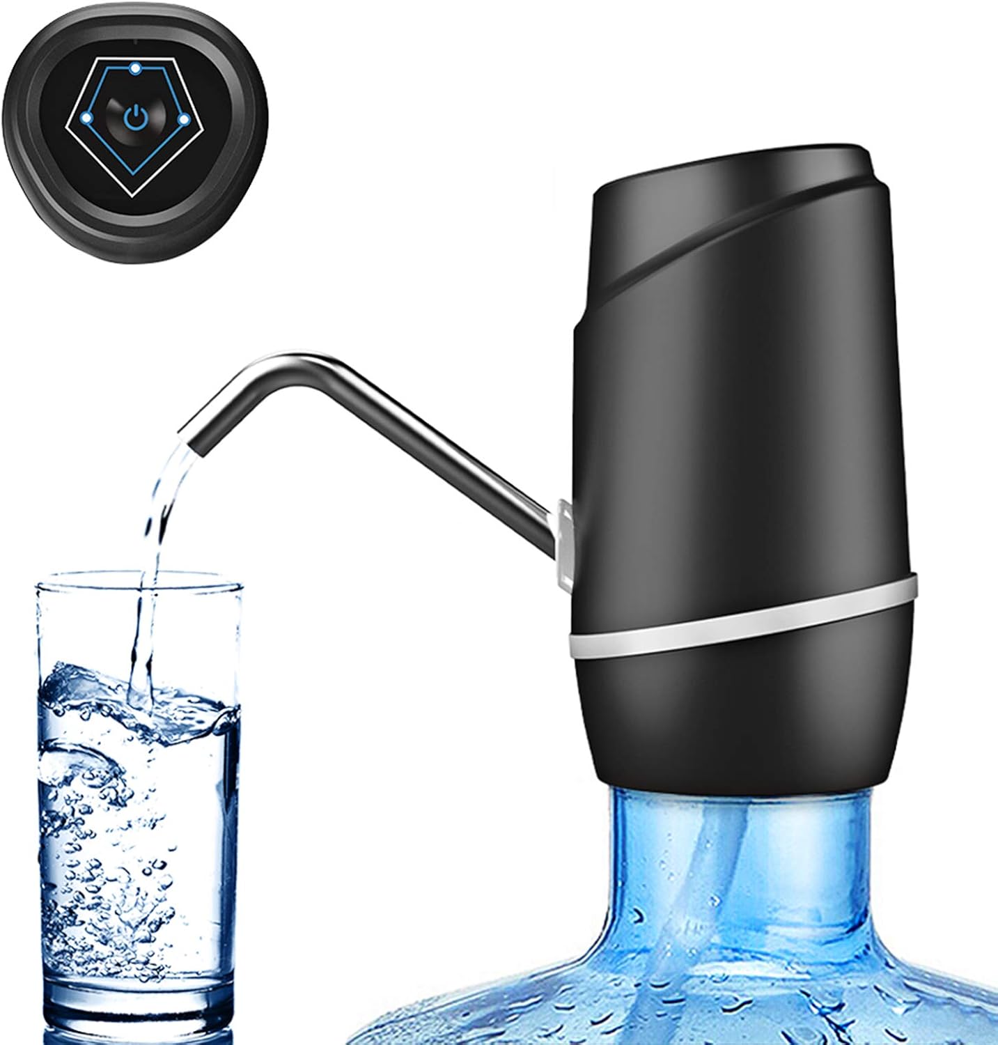 1 Pièce Pompe à Bouteille d'Eau Blanc Noir Chargement USB Interrupteur Automatique Distributeur d'Eau de Boisson Chargement Un Clic Interrupteur Automatique Pompe Distributeur à Boire