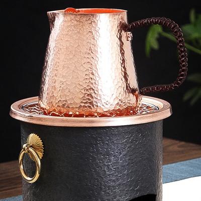 Handgefertigte Kaffeetasse,Vintage Reine Kupfer Tasse,Geflochtener Griff Verdickter Wasser Frühstücksbecher,Teetasse Trinkgeschirr Geschirr ,500ml