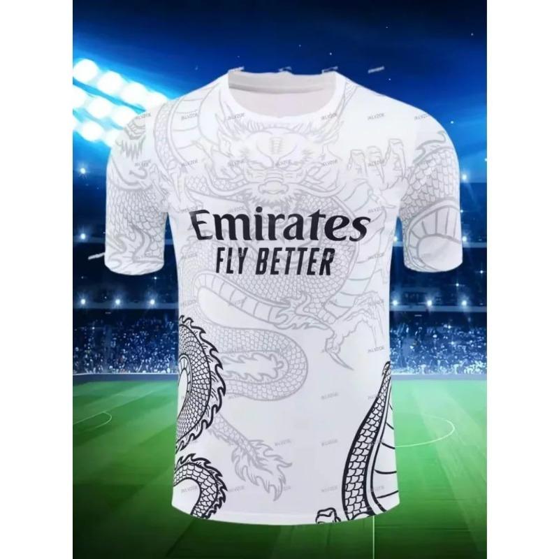 Men's Football Training Quick Drying Jersey Breathable Round Neck T-shirt Letter Printed Outdoor Top