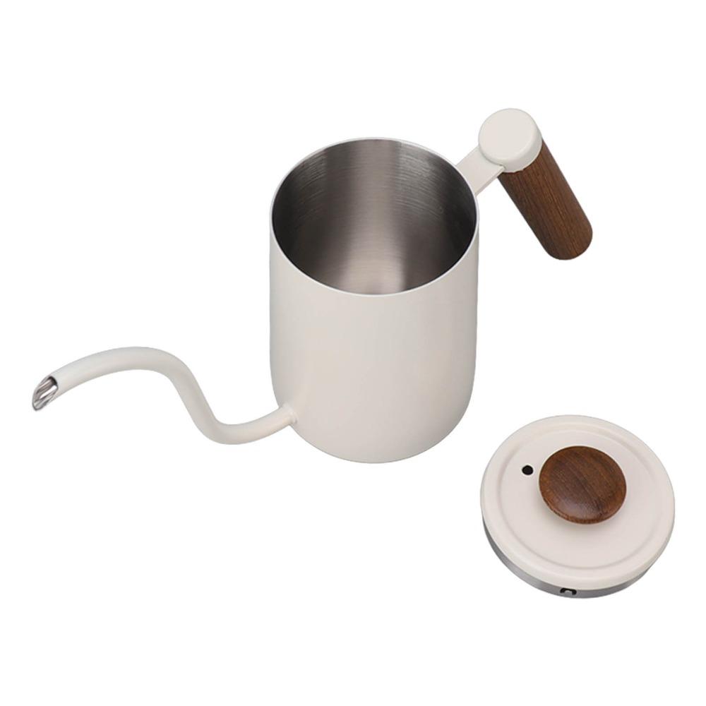 304 Stainless Steel Pour Over Coffee Kettle Wood Handle Narrow Spout Kettle Office Use