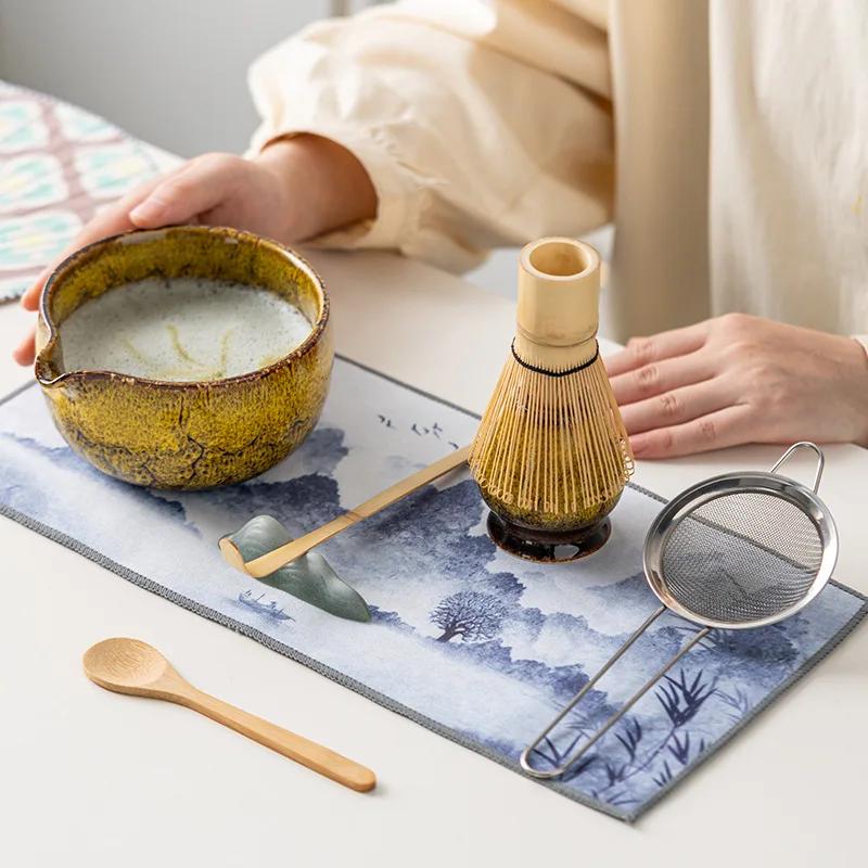 8pcs Large Matcha Bowl Set with Bamboo Whisk And Brush Japanese Style Tea Bowl for Matcha Lovers