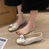 Soft-soled foreign-style single shoes women's spring and summer new fairy versatile shallow-mouth bow Doudou shoes square head flat-soled women's s