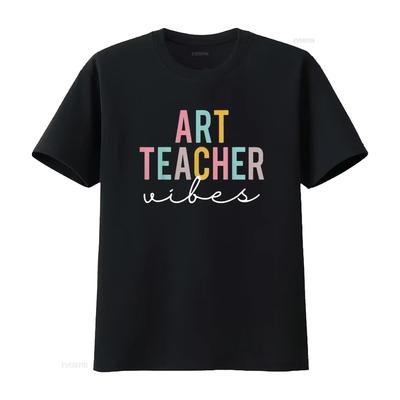 Mens Art Teacher Vibes Colorful Appreciation Day Back To School T Shirt Black Medium Vintage Washed Stylish Unisex Homme