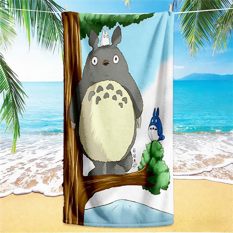 1pc Totoro Friends Forest beach towel,quick drying absorbent beach towel,outdoor sports swimming beach towel,Soft and comfortable Y7181 70cmx140cm(27x55inch)