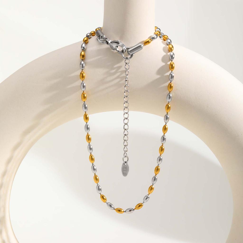 Classic Olive Bead Chain Necklace for Women,Minimalist Stainless Steel Necklaces,Trendy Jewelry Gift