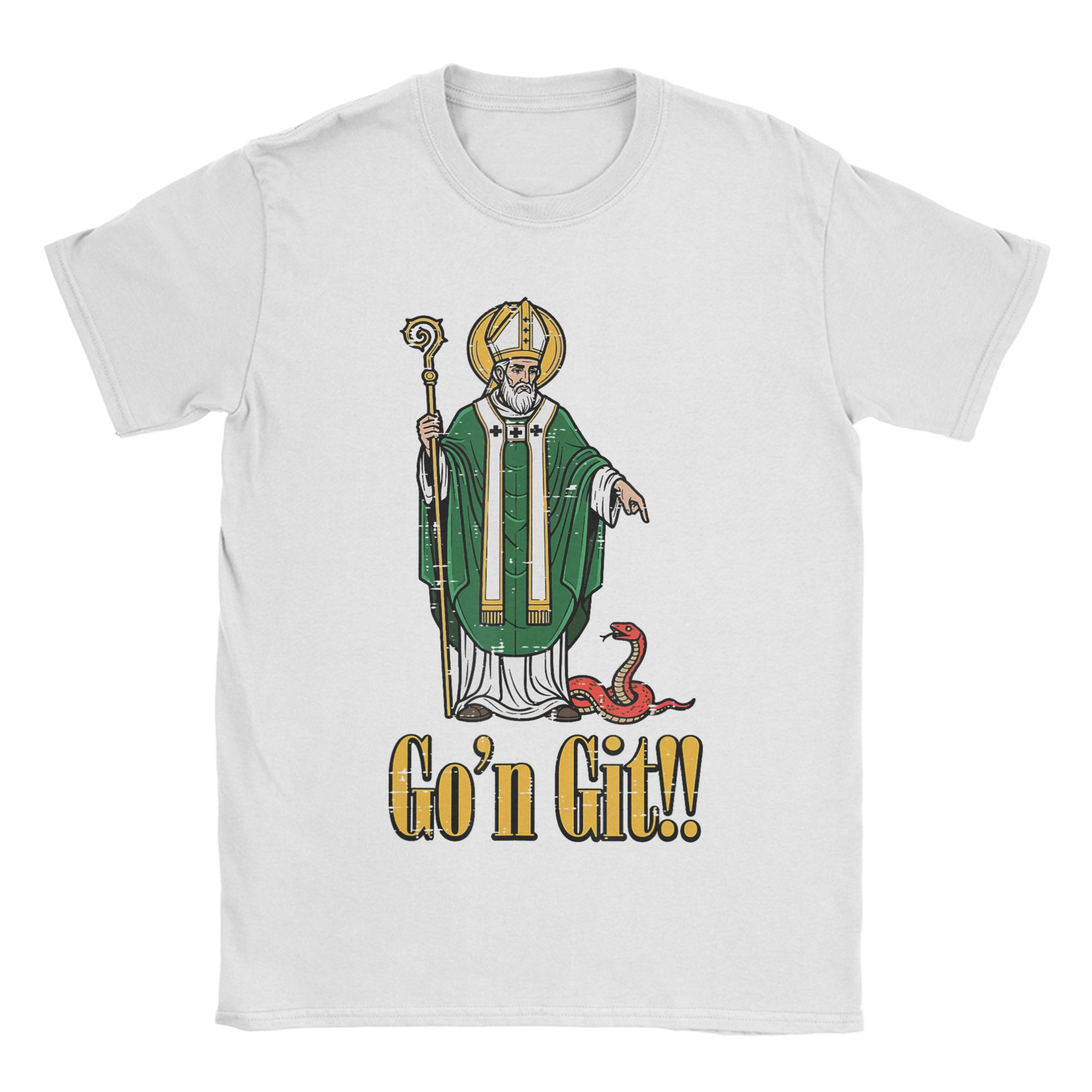Unisex St Patrick Snake Gon Git Funny Saint Paddys T Shirts Pure Cotton Clothes Short Sleeve Round Neck Tee Shirt Big Size TShirt S