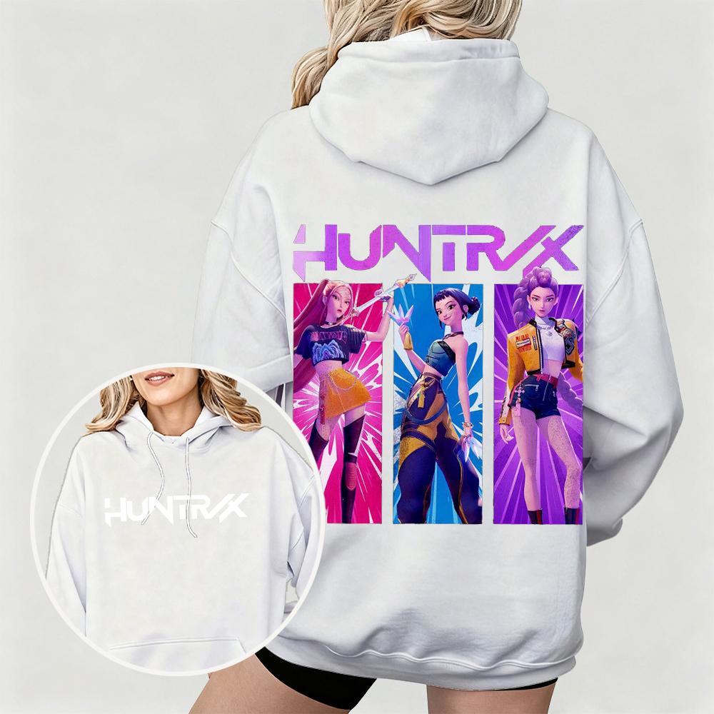 

Новое женское худи оверсайз с принтом K-pop Охотники на демонов Анимированные персонажи Двусторонний художественный дизайн для повседневной носки 3XL