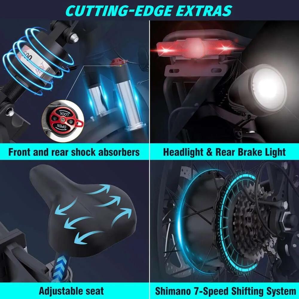 Elektrisches Fahrrad Ridstar H20 Pro 1000Wx2 Motor Faltbares Elektrofahrrad für Erwachsene 48V 23AH LCD-Display Höchstgeschwindigkeit 45 km/h 20"x4.0" Reifen