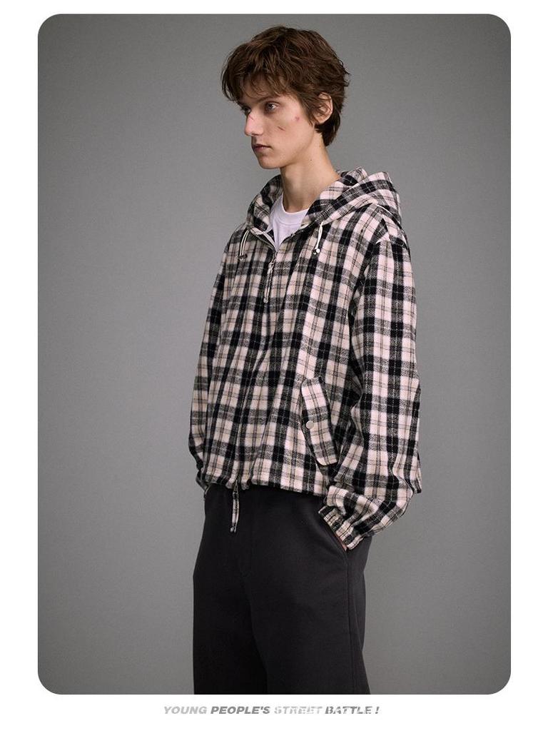 CATTEE Herren Retro Karierte Kapuzenjacke - Lässige Frühjahrsmode
