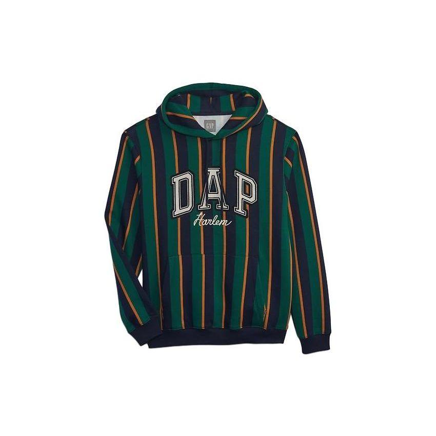 Gap Felpa con cappuccio a righe con logo a lettere, Felpa unisex, Collaborazione X Dapper Dan FW23 838149-1