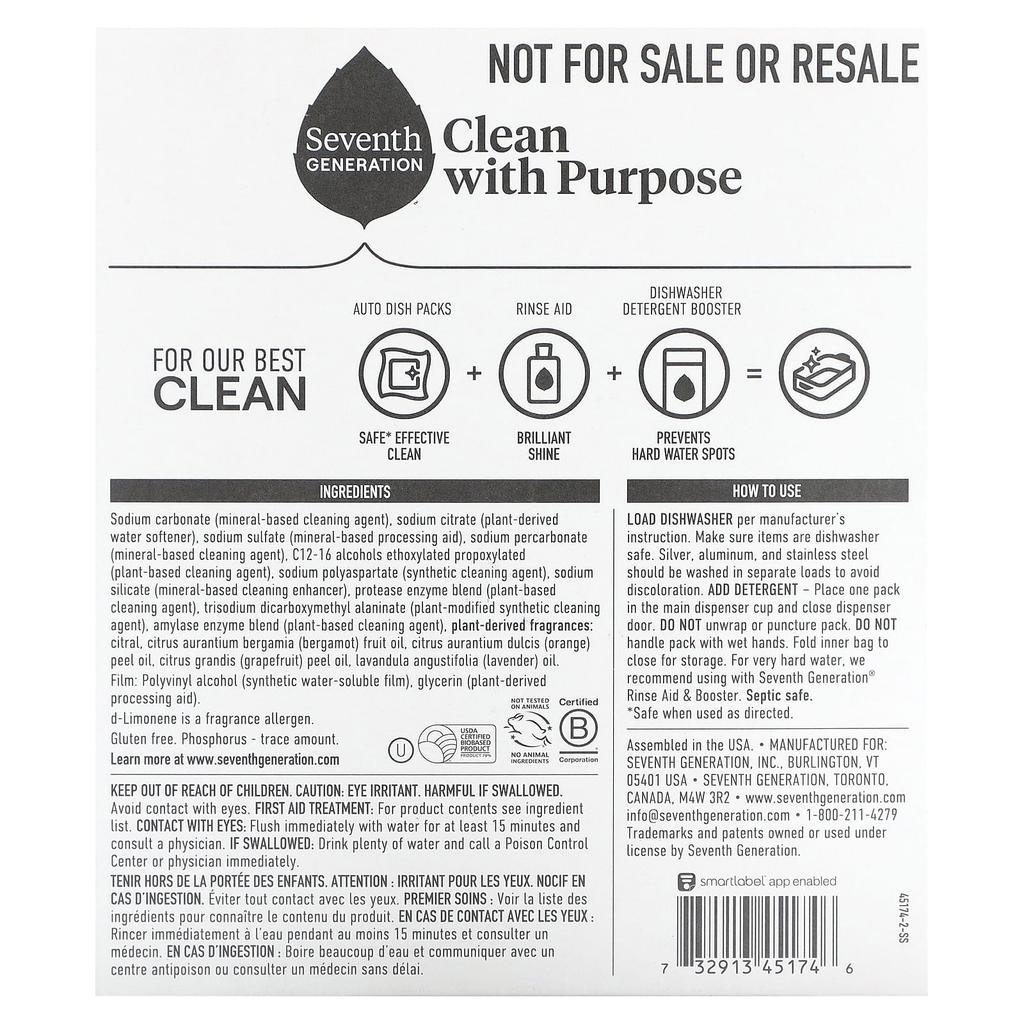 Power+ Dishwasher Detergent Pack, Fresh Citrus Scent, 40 Packs, 600G (21.1Oz)