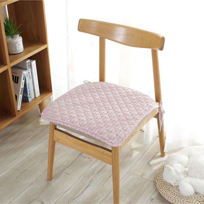 Solid-color all-cotton chair cushions simple and modern office chair cushions anti-slip home winter chair covers
