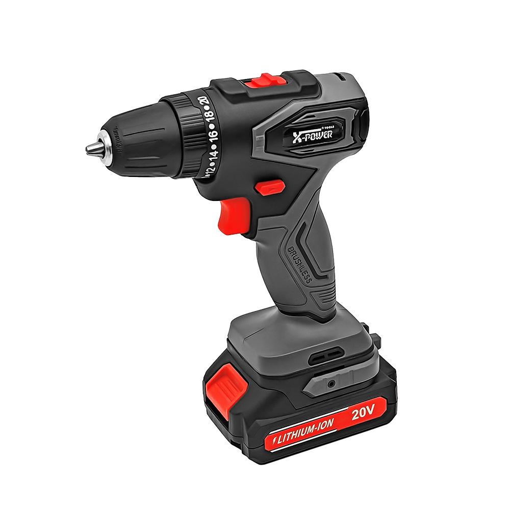 

Бесщеточная ручная дрель Hongtai 20V с перезаряжаемой литиевой батареей: Многофункциональная бытовая отвертка с высоким крутящим моментом и двумя скоростями.