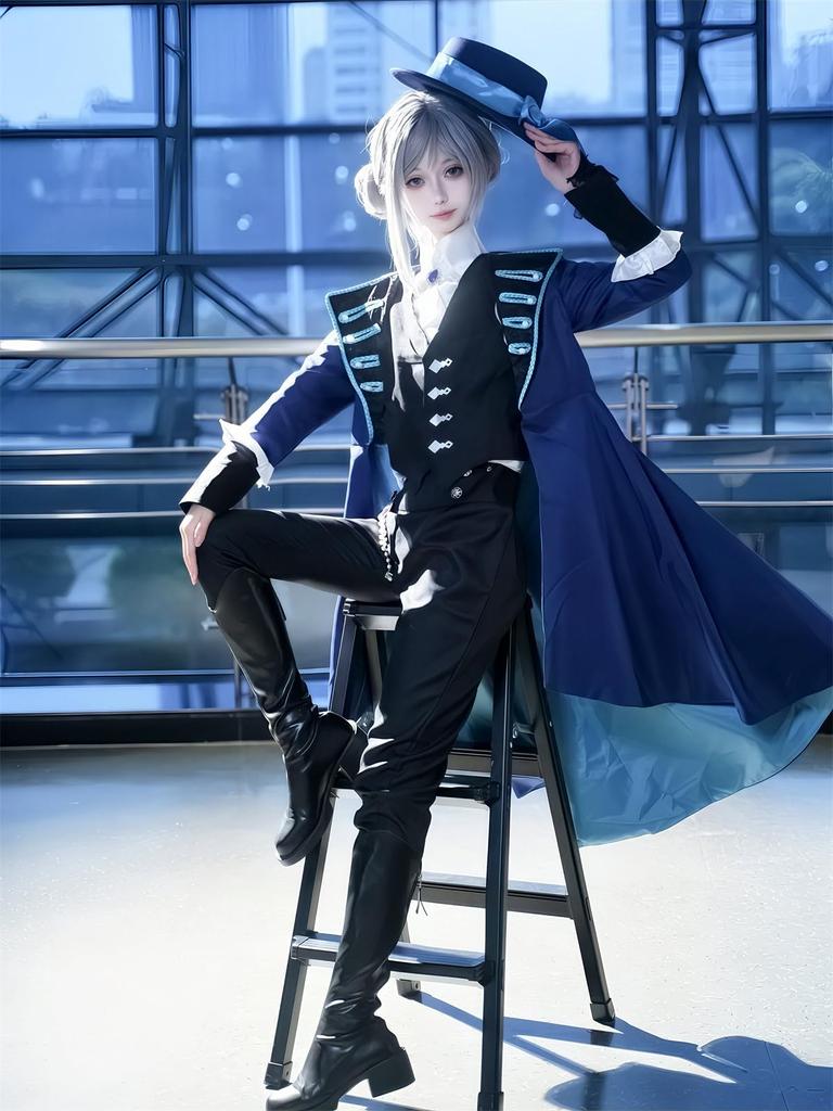 [NOKIJP] Reverse 1999 Protagonist Verty Cosplay Costume, Timekeeper Verty Cosplay Costume for School Festivals and Events (Includes Verty Wig, XXL)