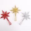 Goldglitzer 3D Stern Christbaumspitze Ornament - Hohl Achteckig Feder Dekoration