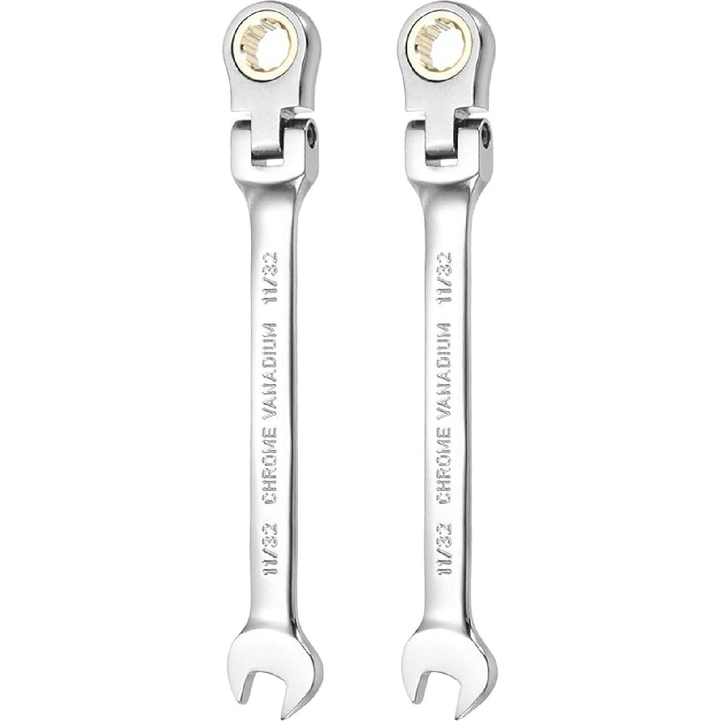 

Набор из 2 гаечных ключей с храповым механизмом и гибкой головкой HARFINGTON, 5/16 дюйма, комбинированный гаечный ключ с храповым механизмом SAE, 72 зуба, хром-ванадиевая сталь, гаечные ключи с храповым механизмом и 12 11/32