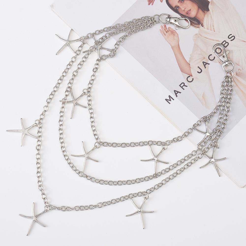 Punk Pentagram Metal Waist Chain - Versatile Street Style Fashion Accessory