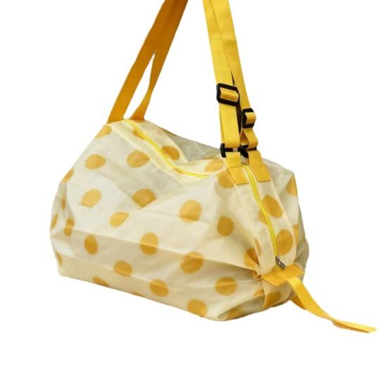 Handbag Foldable Reusable Shopping Bag with Strap Shoulder or Hand Carry Washable Nylon Tote Bag for Grocery Travel Outdoor Use