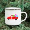 Rainbow Print Enamel Coffee Mugs Car Sibling Cup Outdoor Camping Tea Cups Tourist Tableware Picnic Utensils Creative Hiking Gift