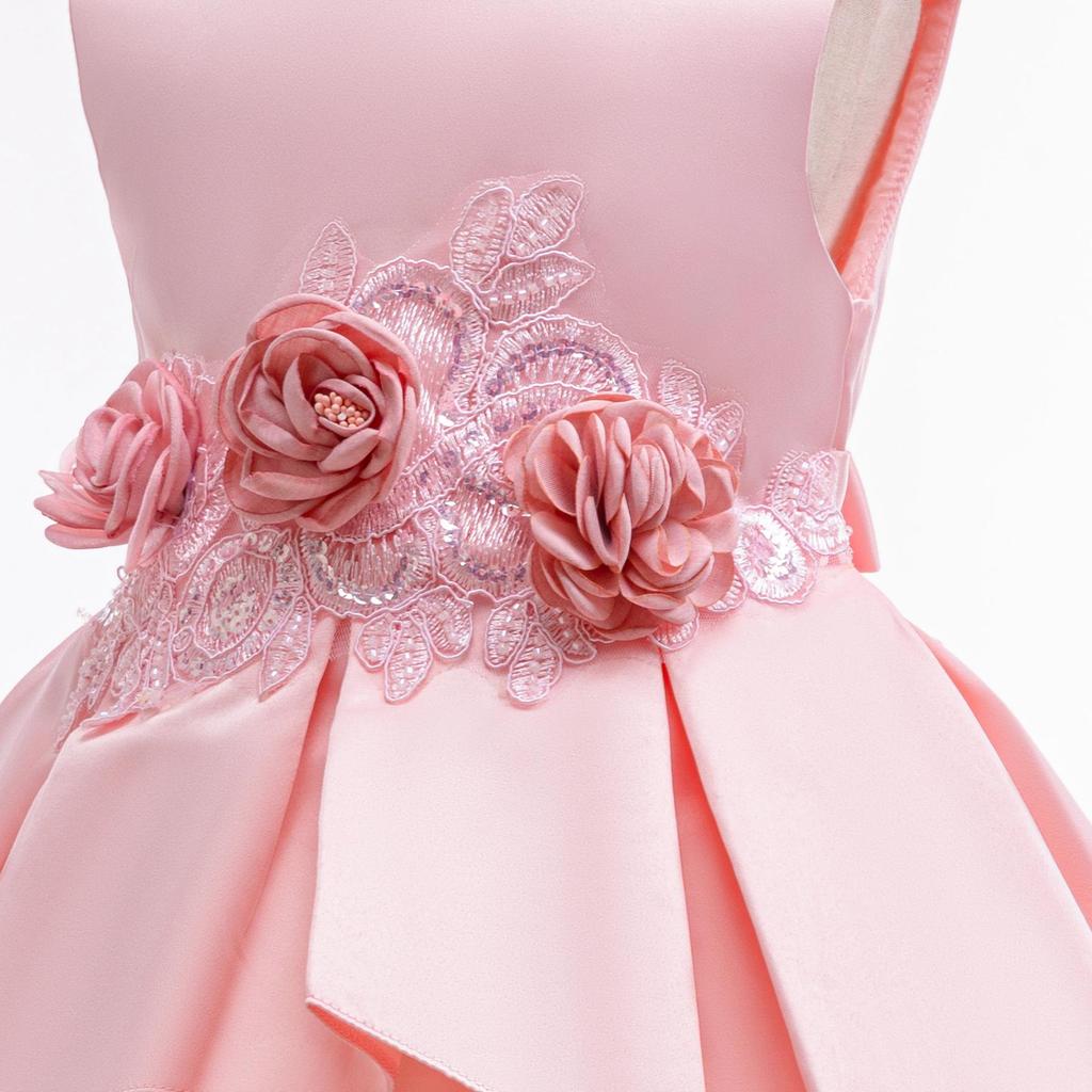 3D Embroidered Mesh Flower Girl Princess Fishtail Dress