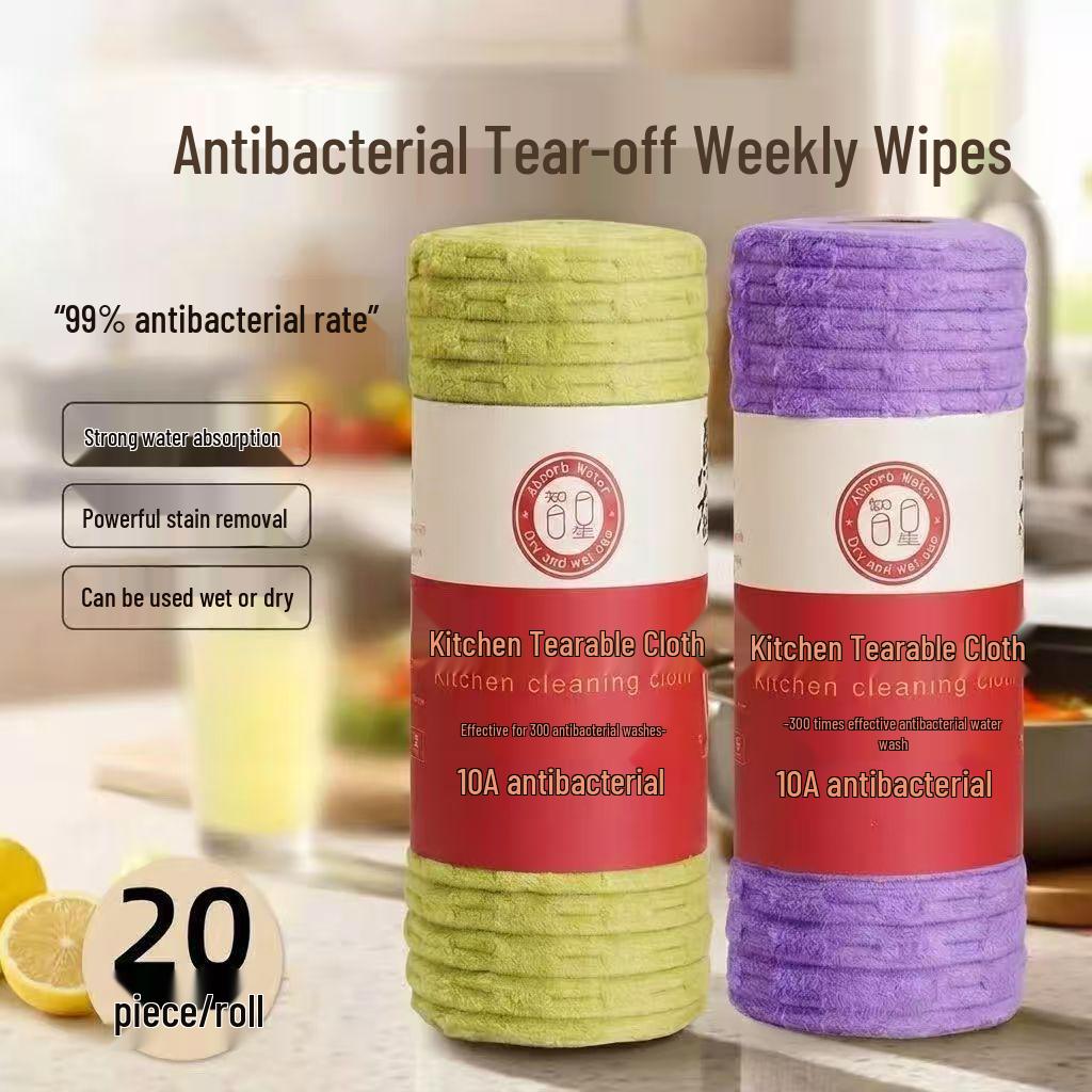 Bamboo Fluff-Free Antibacterial Wipes – Highly Absorbent Stain Remover for Easy Kitchen Cleaning