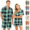 Couple Matching Pajama Set Short Sleeve Button Down Shirt and Shorts Soft Casual Loungewear Sleepwear Set Available In Sizes S To XXXXL