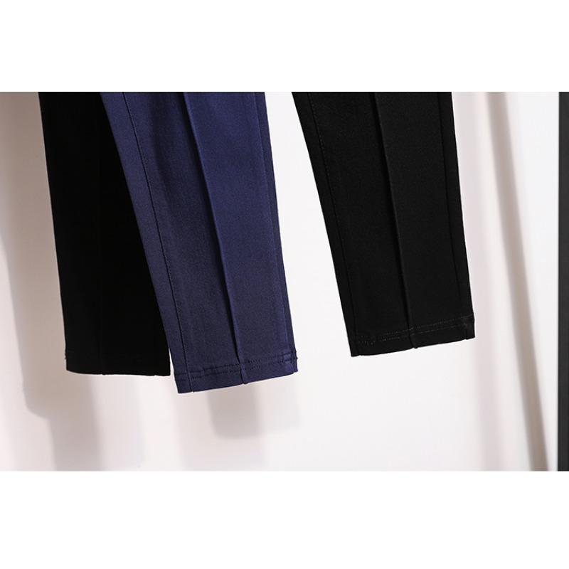 DIMANAF Plus Größe Frauen Jeans Frühling Hosen Denim Bleistift Weibliche Elastische Grundlegende Blau Hohe Taille Hose Oversize Mode Neue Hosen 4XL 5XL