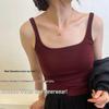 Women's Thickened Camisole Top - Minimalist Square Neck, Sleeveless with Chest Pad, Solid Color for Early Autumn and Winter