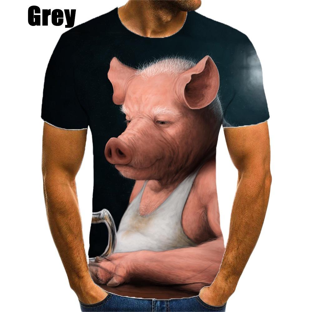 New Fashion Pig 3D Printed T-shirt Men's and Women's Summer Casual Short Sleeve Crew Neck Shirt Top