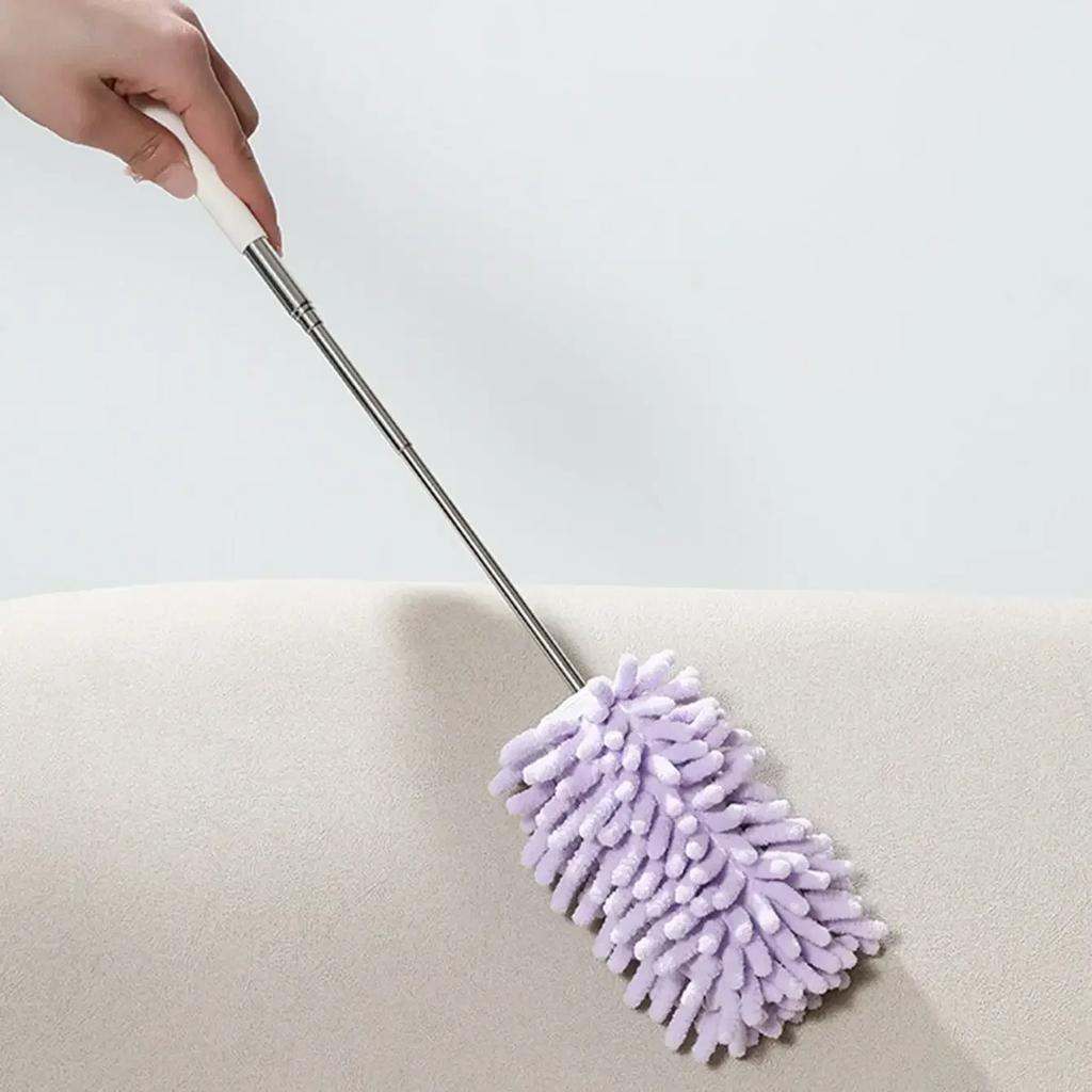 1pc Telescopic Lengthen Duster Microfiber Chenille Home  Stainless  Removal Steel Dust Brush Ceiling Clean Multifunction