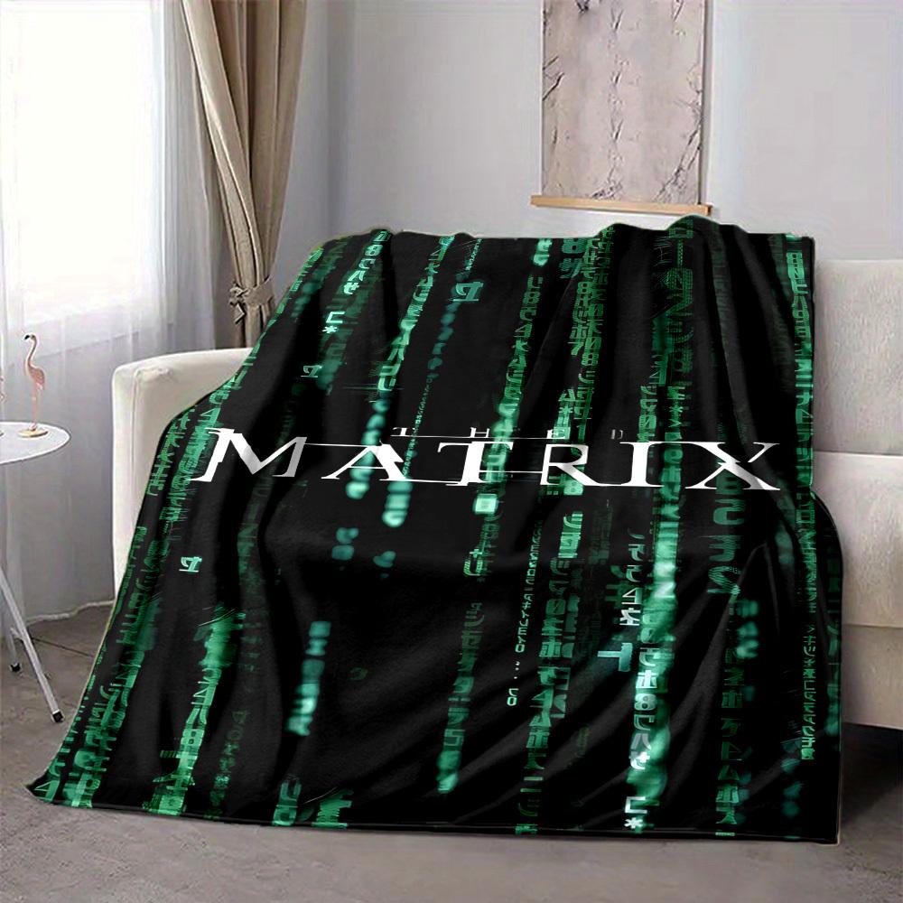 1pc The Matrix Flannel Throw Blanket - HD Printed Lightweight Soft Warm All-Season Blanket for Sofa, Bed, Travel, Camping 038
