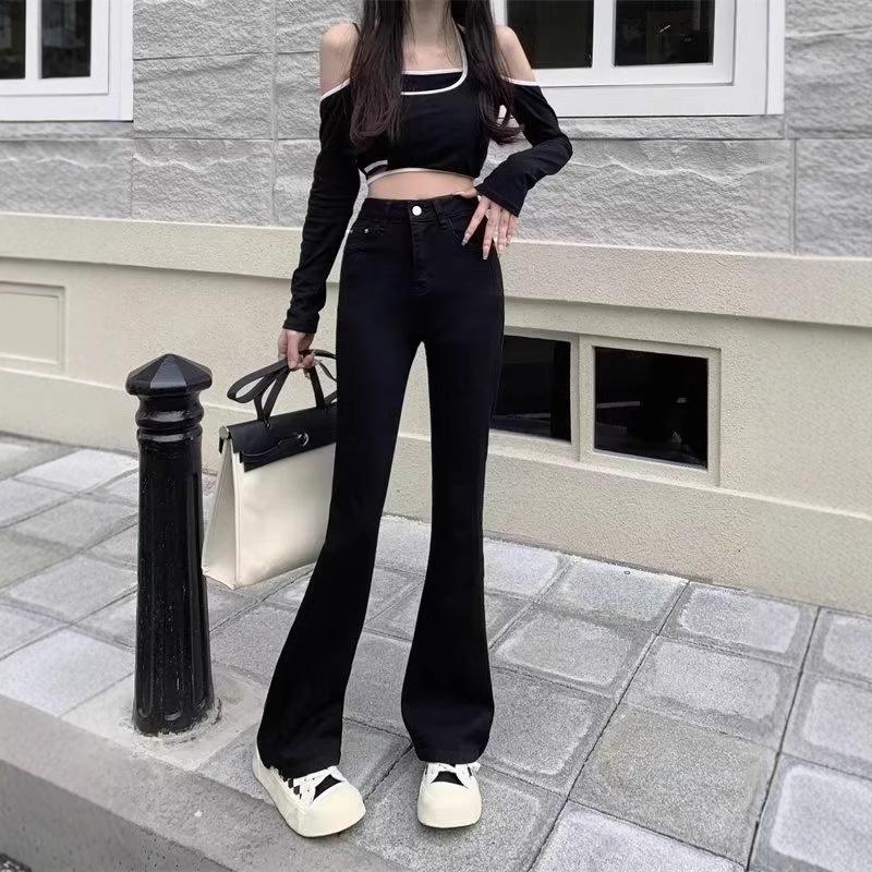 Women's High-Waisted Fleece-Lined Flared Jeans 2024 - Slim Fit, Tall, Warm, Thickened Winter Pants
