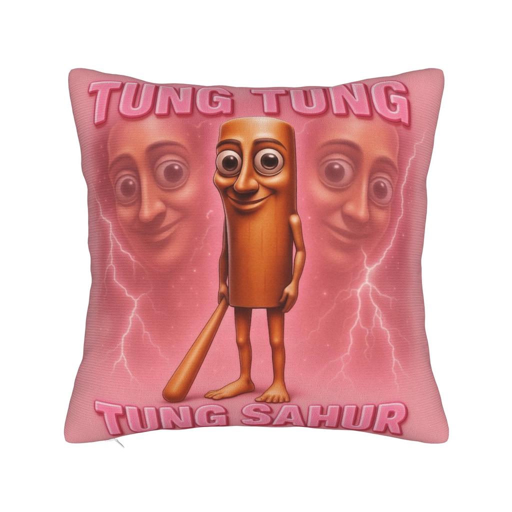 Tung Tung Tung Sahur Pillowcase Printed Cushion Cover Decoration Pillow Case Cover Home Zippered