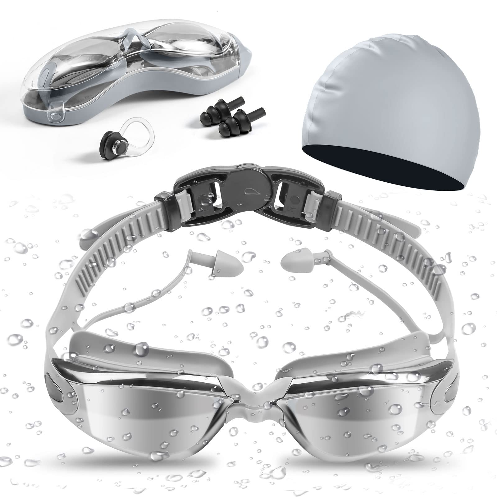 High Quality Fog-Free High Definition Swimming Glasses for Adult Strong Lenses Swimming Goggles Silicone синий
