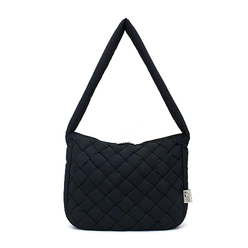 Hapitas Crescent Moon Shoulder Bag, Puffer Bag, Snoopy 6065, Women's, PN134, Puffer Black