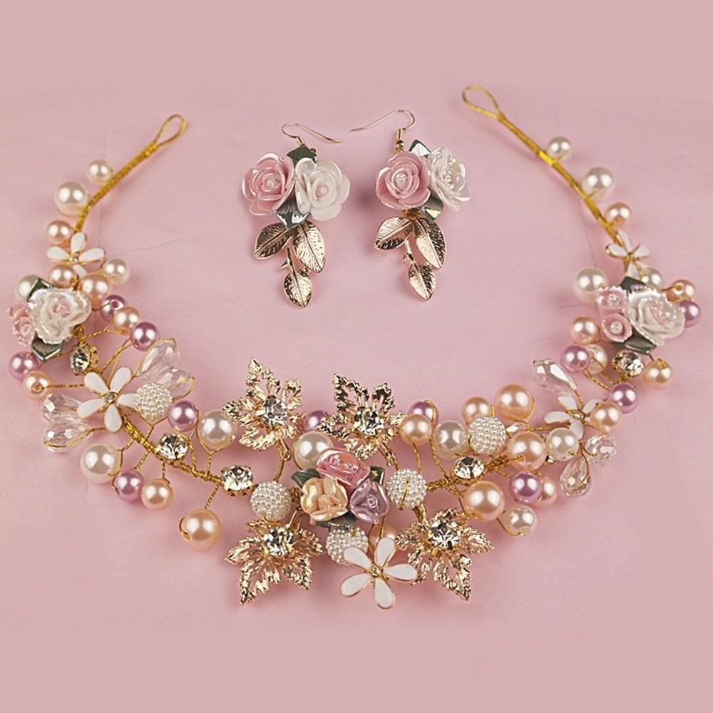 Gold Color Flower Crown Rhinestone Bridal Jewelry Simple Bride Tiaras  Gift