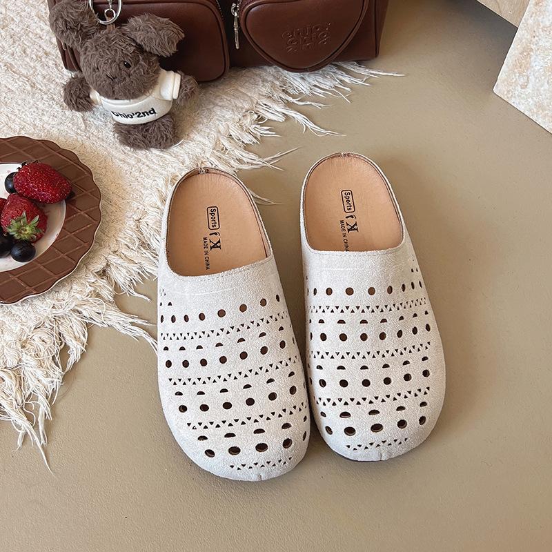 

Полушлепанцы с полым носком, женские, лето 2025, Boken, новая уличная обувь, на толстой подошве, повседневные, крутые шлепанцы, универсальная мягкая подошва 40