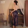 Qqny perspective long dress erotic underwear high sense sexy lace suspender nightdress pure desire temptation uniform 22