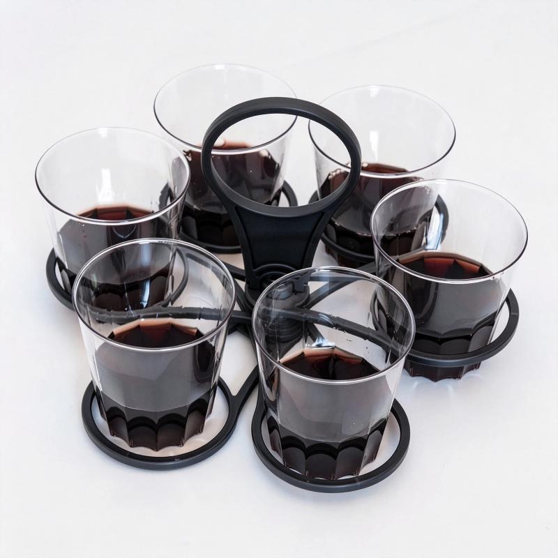 1/2Pcs Creative Tote Rack Carrier Portable Collapsible Rotatable 6-Cup Plastic Cup Holder For Party Wine Coffee Tea Drinks Cups