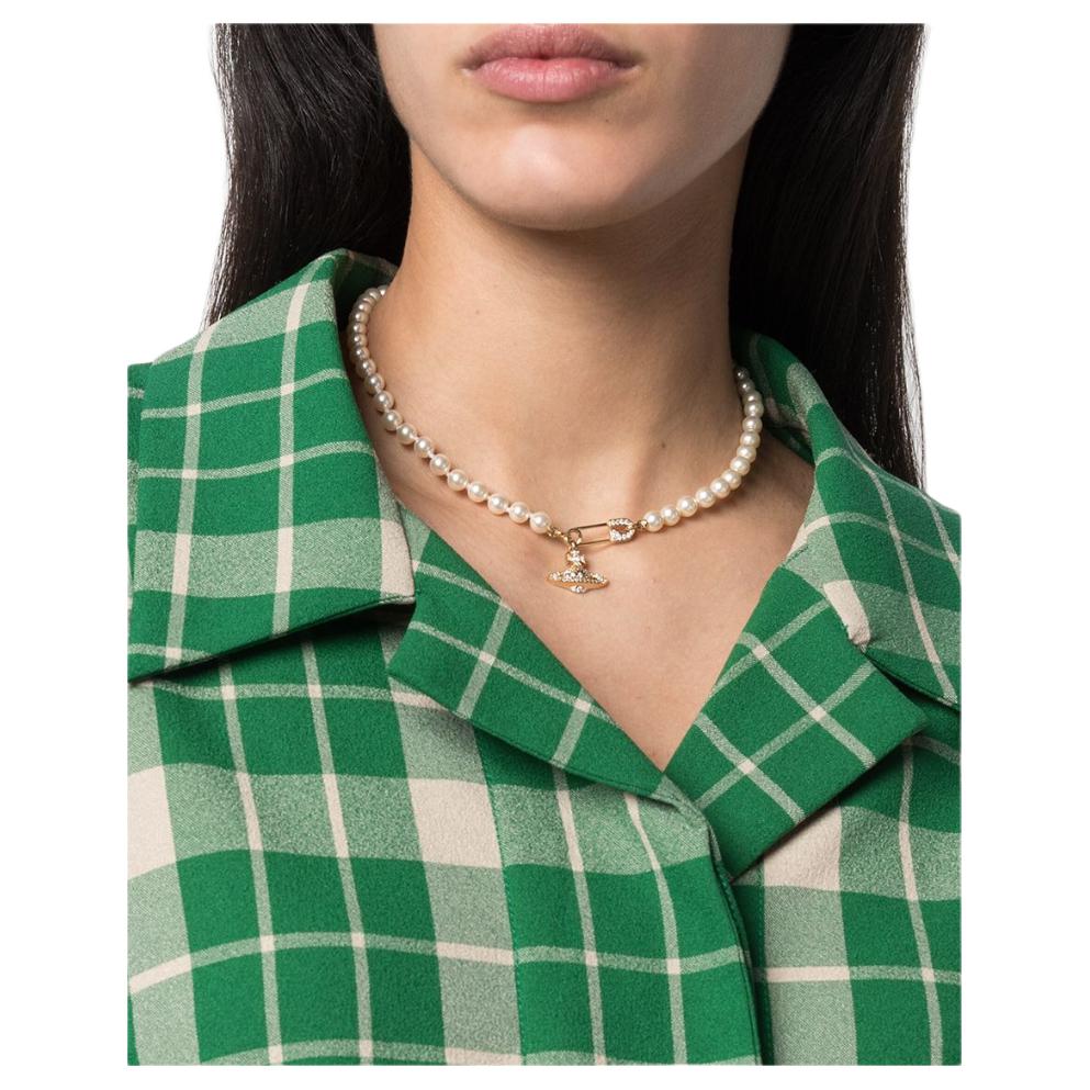 Vivienne Westwood Orb safety-pin pearl necklace 8050568259886