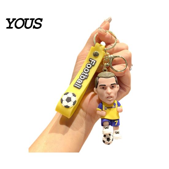 Keychain Charm Pendant, Football Star Figure Key Holder with Exquisite Craftsmanship Lanyard, Bag Pendant for Backpacks Handbags Cars Wallets