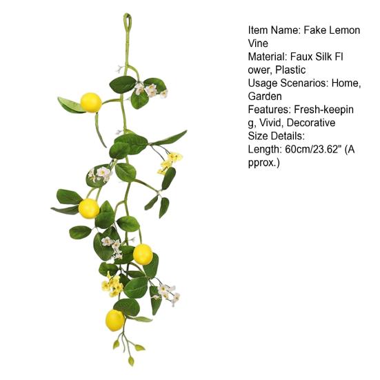 Vivid Fake Lemon Vine Realistic Delicate No Watering Aesthetic Artificial Flower Imitation
