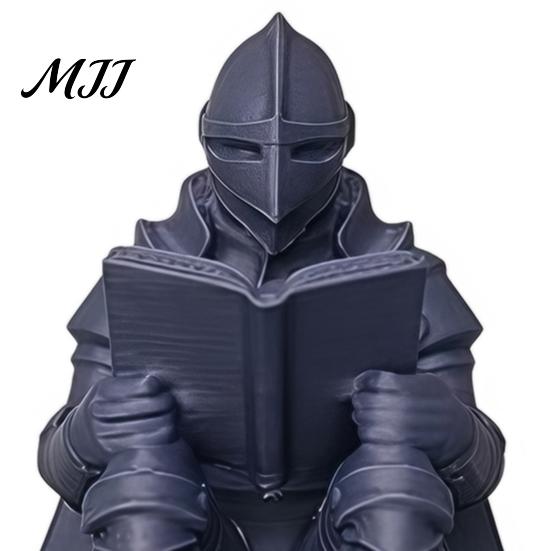 Reading Themed Gift 3D Printed Medieval Knight Book Corner Ornament, Figurine Statue Nook Decor, Creative Bookend for Bookshelf, Lover Literary