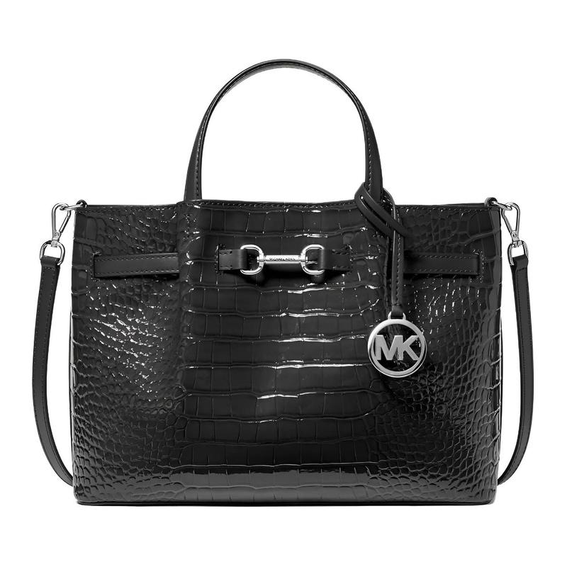 MICHAEL KORS Carson logo charm adjustable shoulder strap removable polyurethane blend handbag medium women s black чёрный