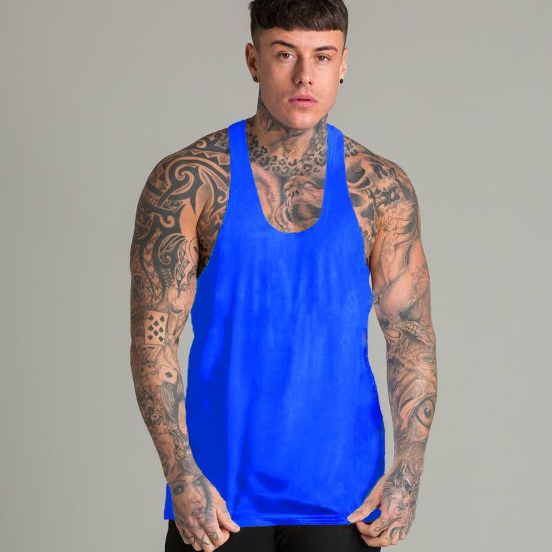 

Мужская летняя новая стильная мужская тонкая дышащая спортивная фитнес-безрукавка трикотажная рубашка повседневная свободная трикотажная майка XXL синий