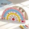 Teacher Appreciation Gift Wooden Rainbow Pencil Holder, Cute Desk Organizer, School Office Art Supply Holder for Kids, Gifts, Pen Brushes Makeup Brush