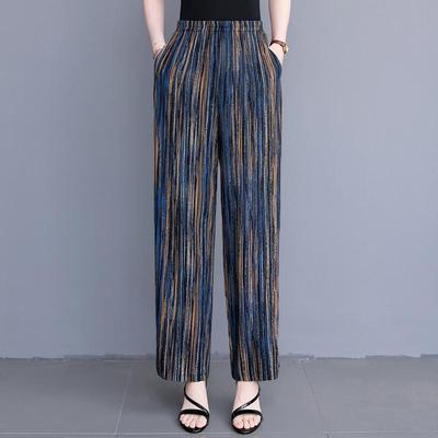 Women's Plus Size Printed Wide Leg Pants, Elastic Waist Casual Summer Trousers with Pockets (XL-5XL)
