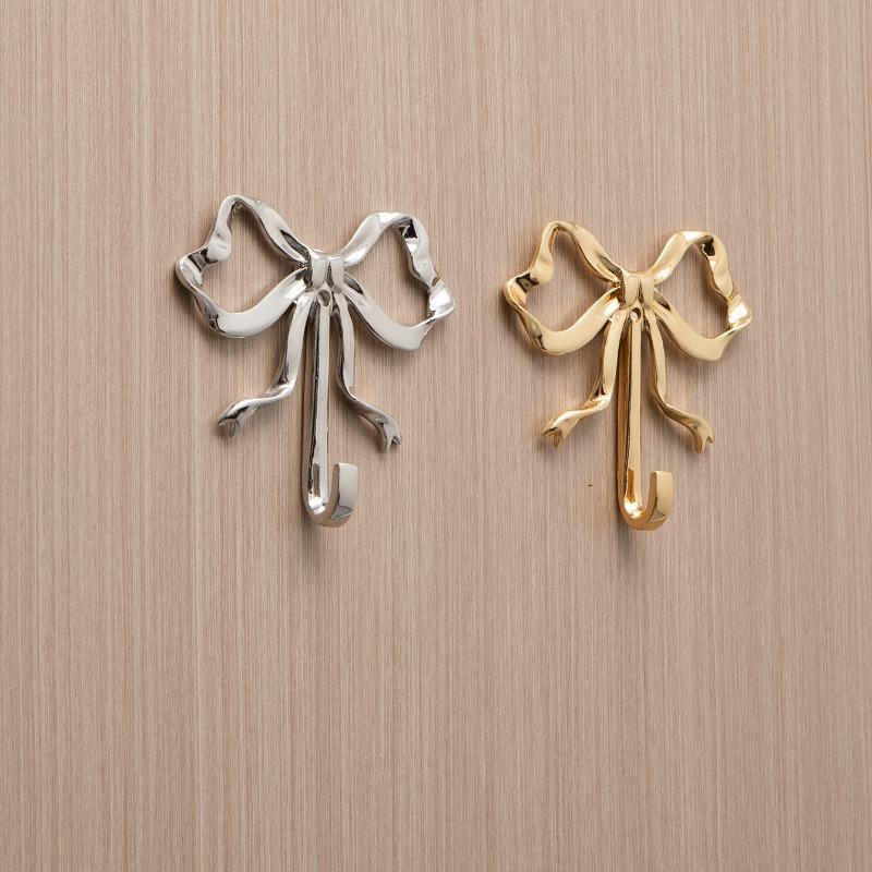 1PC Metal Wall Bow Hook Living Room Bathroom Entrance Decoration Light Luxury Wardrobe Alloy Hook
