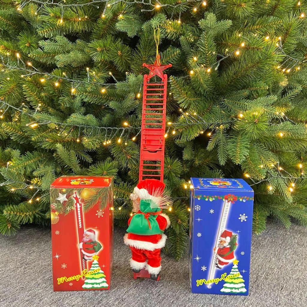 Elektrische Kletterleiter Weihnachtsmann mit Perlen - Grenzüberschreitende Weihnachtsdekoration und Kindergeschenk für Einkaufszentren